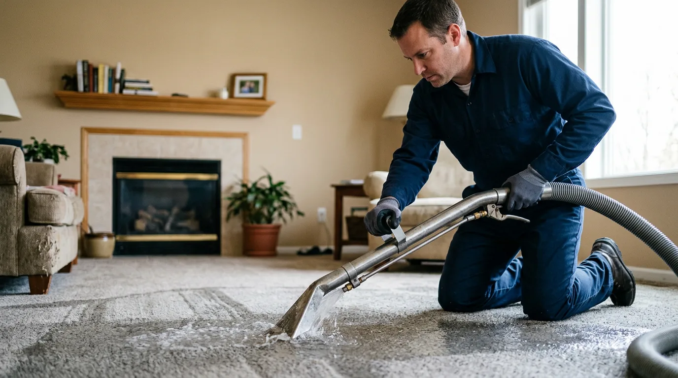 Water damage restoration technician working near Ferguson, NC